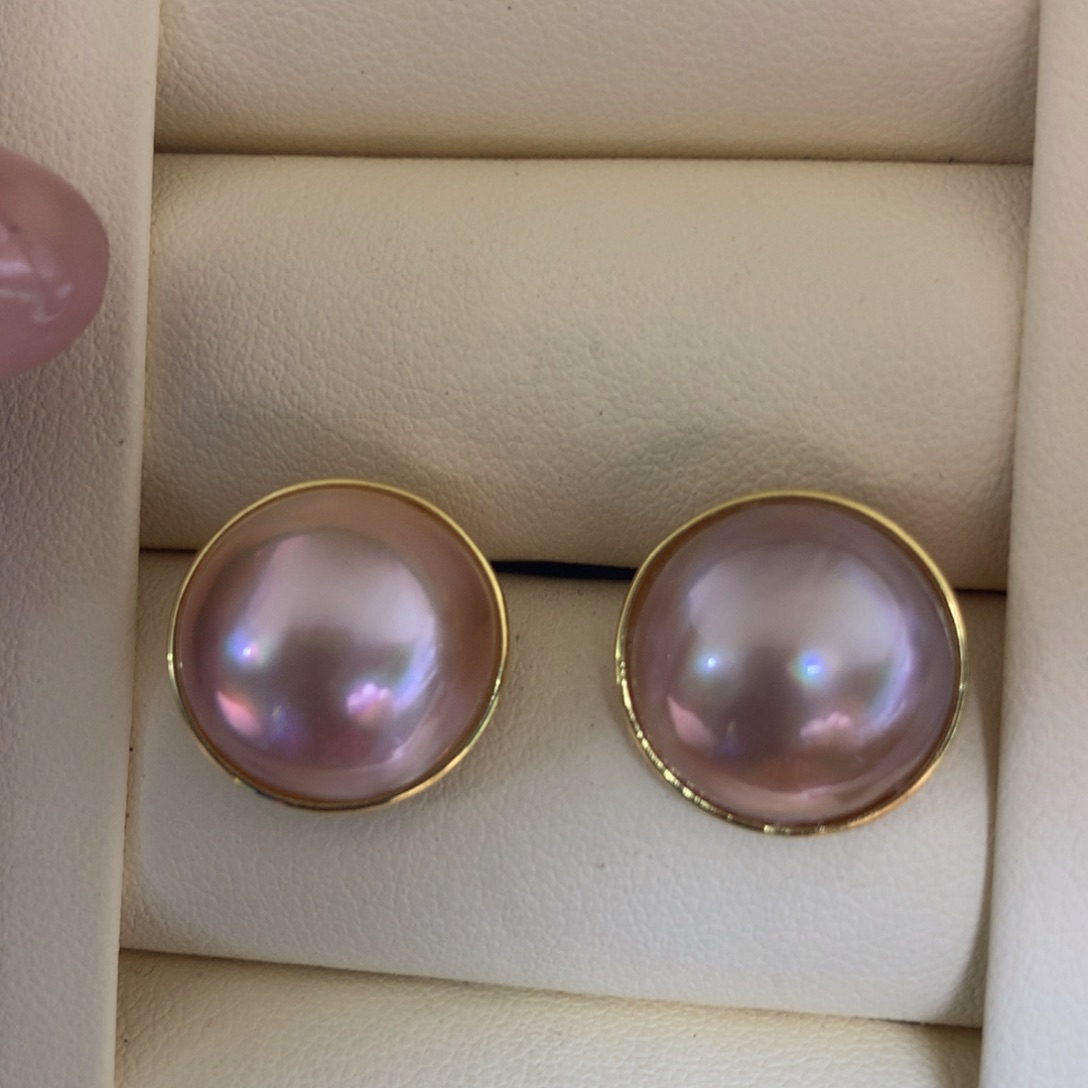 耳饰银S925镶嵌拼合珍珠（马贝珠）