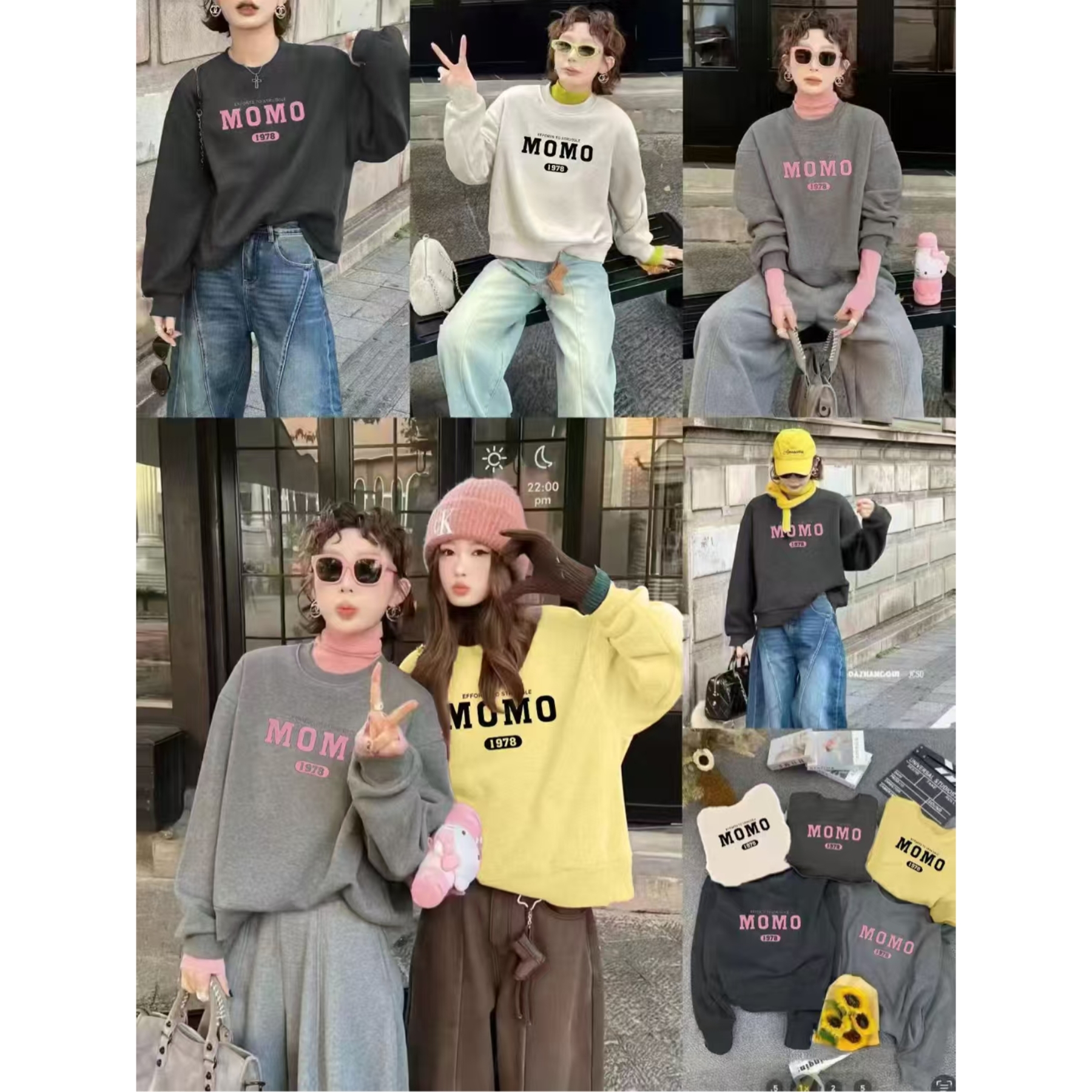 薇莎679【MOMO1978】韩系印花字母奥粒绒卫衣时尚加绒卫衣长袖