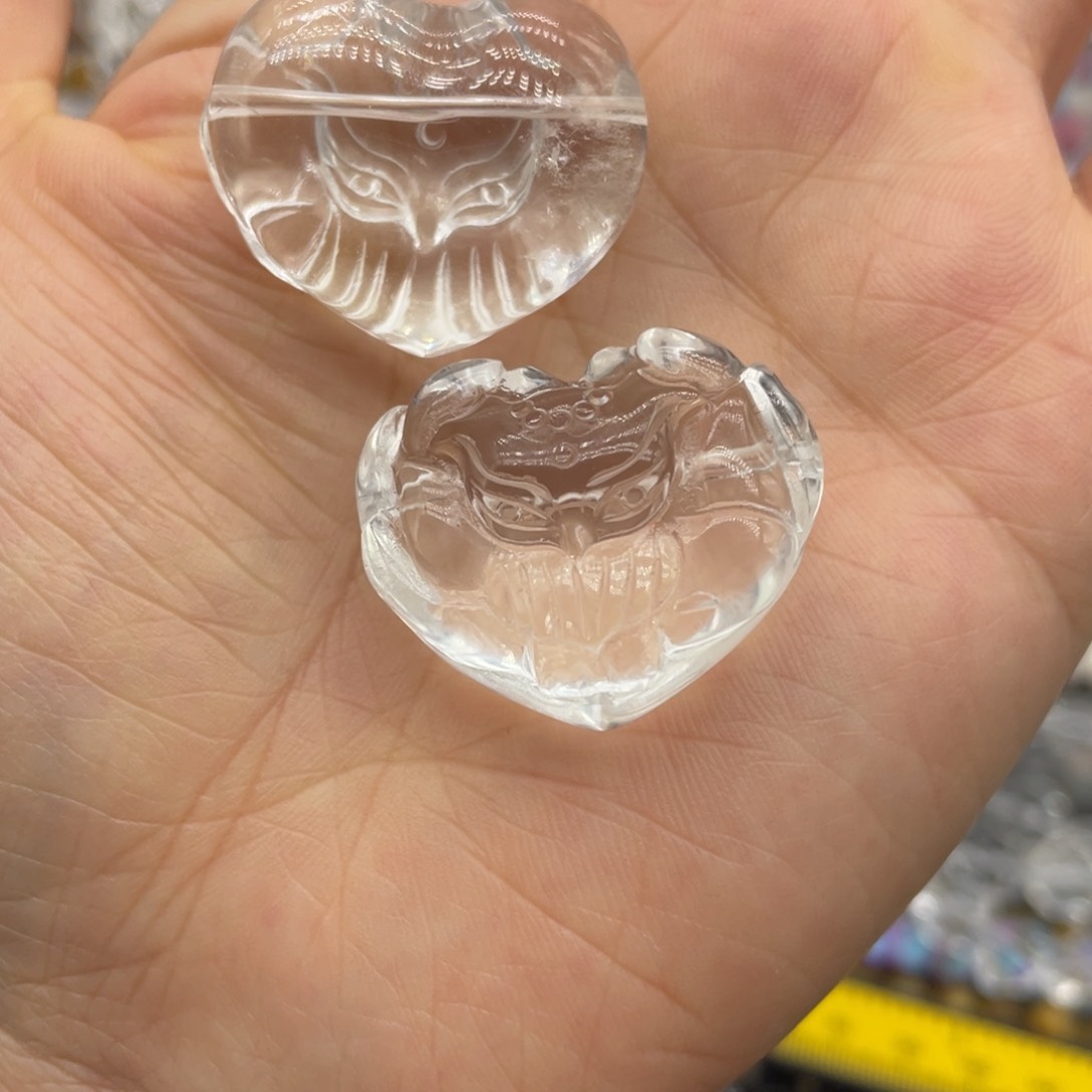 玛瑙/玉髓珠宝半成品未镶嵌白水晶爱心狐28mm一颗