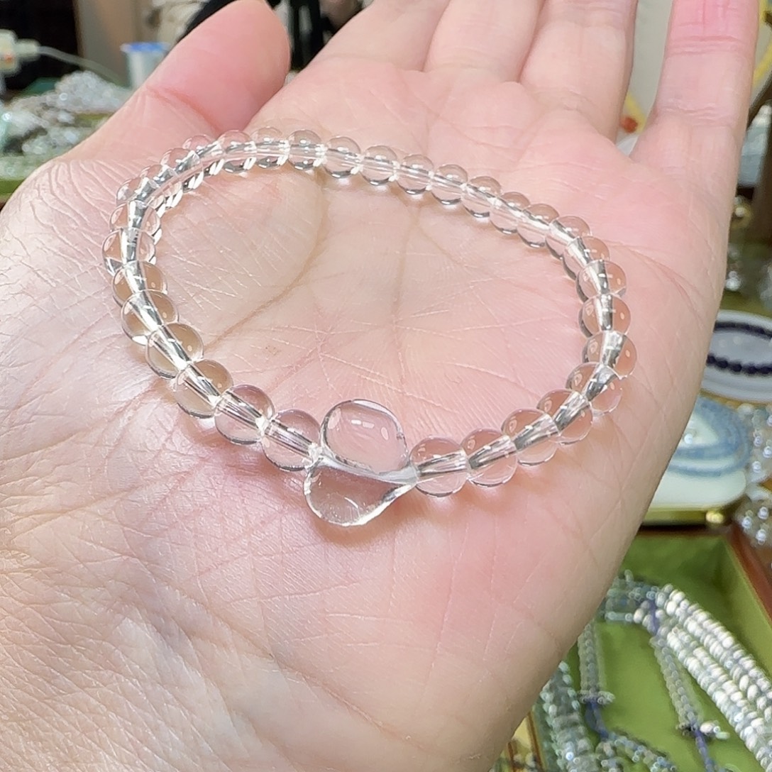 呼***嘿水晶手串未镶嵌天然白水晶全净体单圈