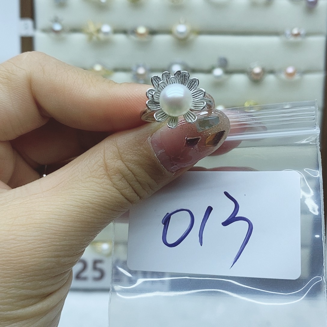 淡水珍珠戒指银S925镶嵌013