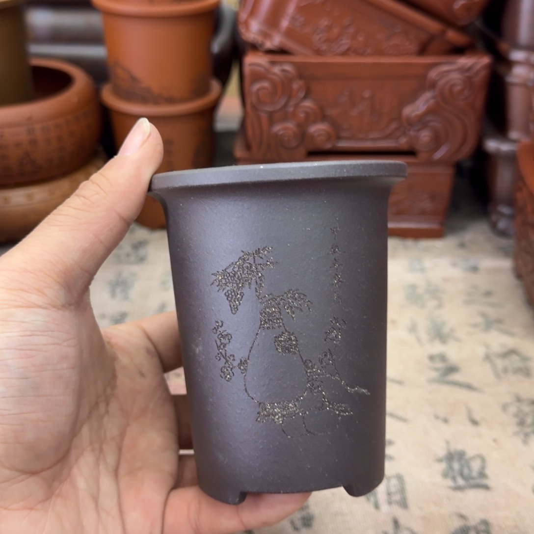 紫砂花盆宜兴紫砂正品6.5x9.5