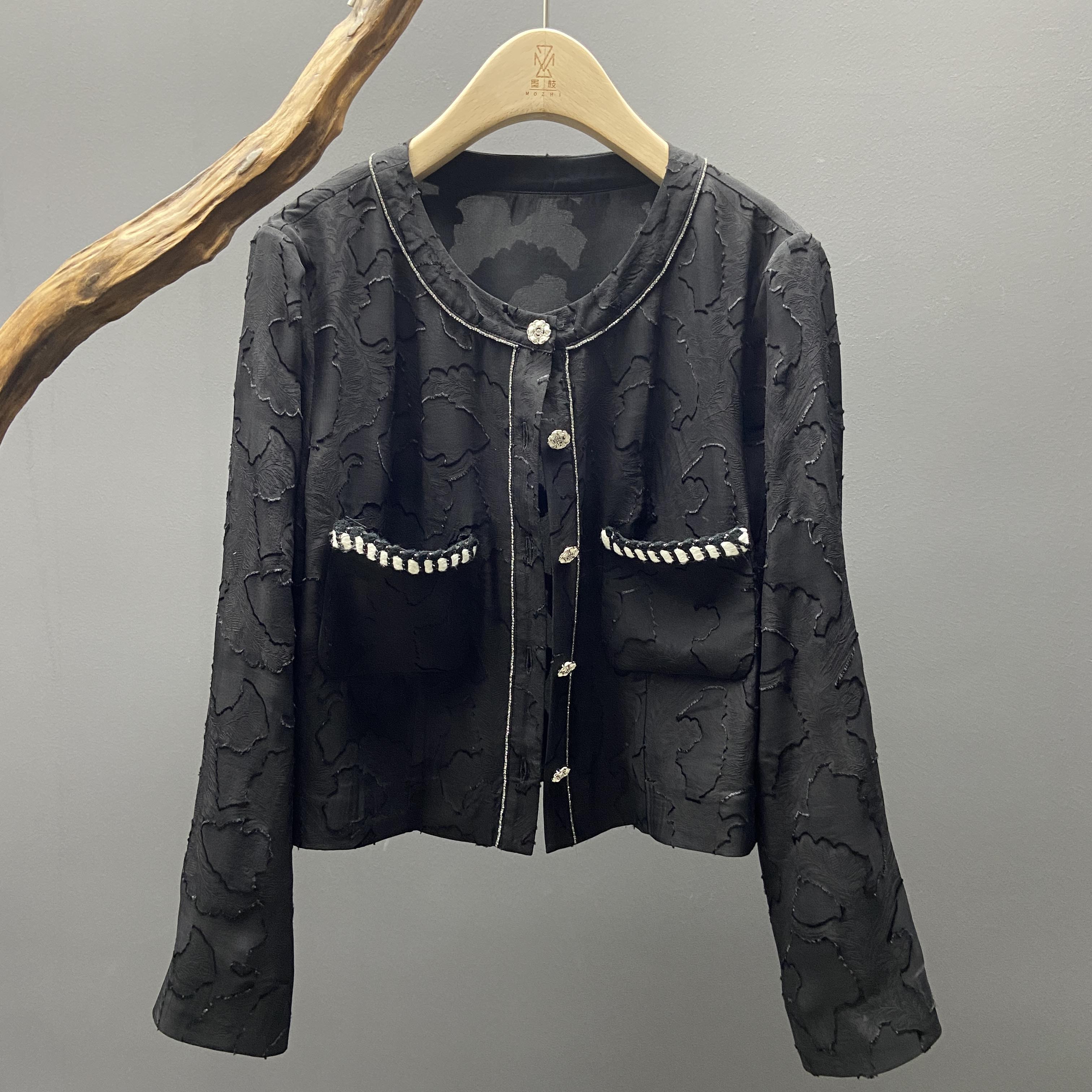 墨枝 小香风剪花桑蚕丝外套S900A314