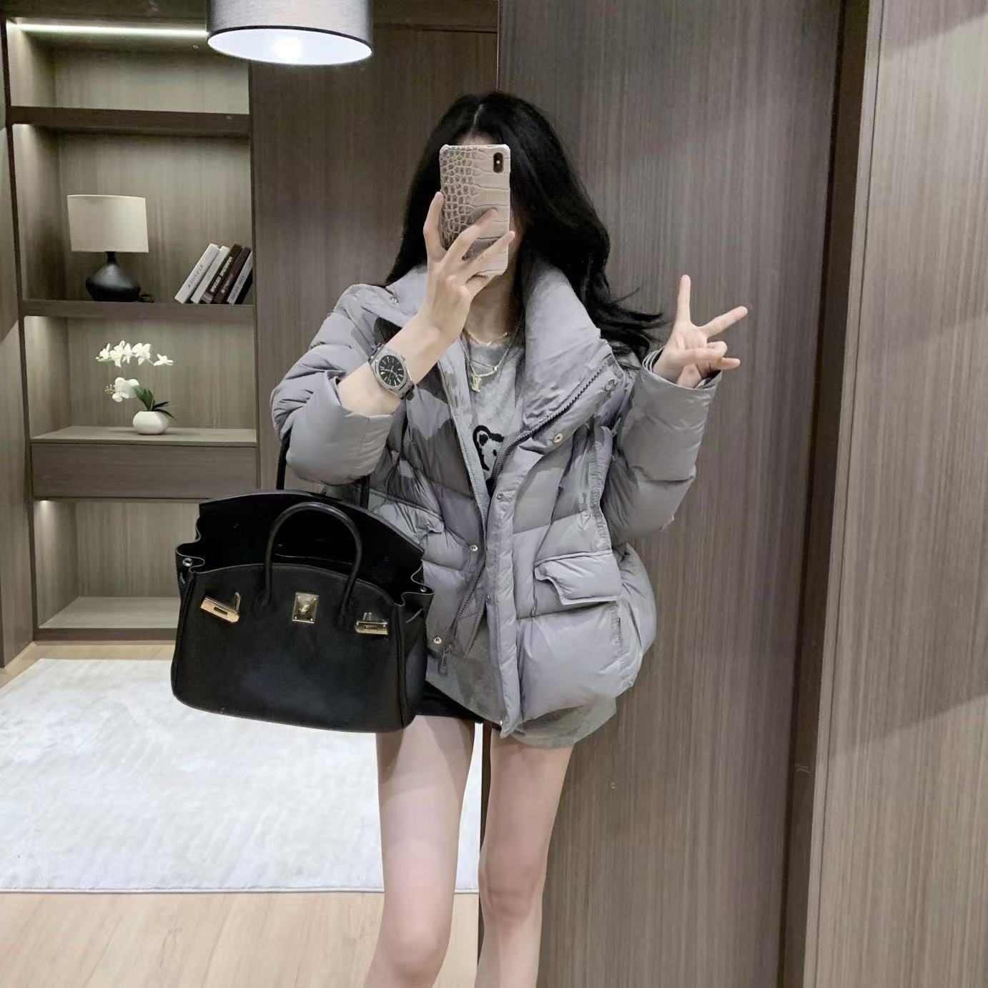 羽绒服女短款2024冬季新款小个子90白鸭绒面包服泡芙轻奢外套