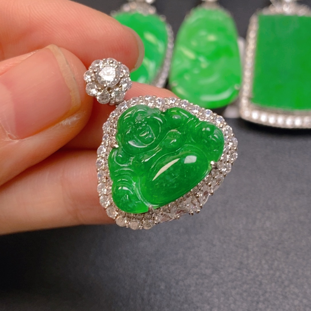 翡翠银S925镶嵌吊坠(不含链)