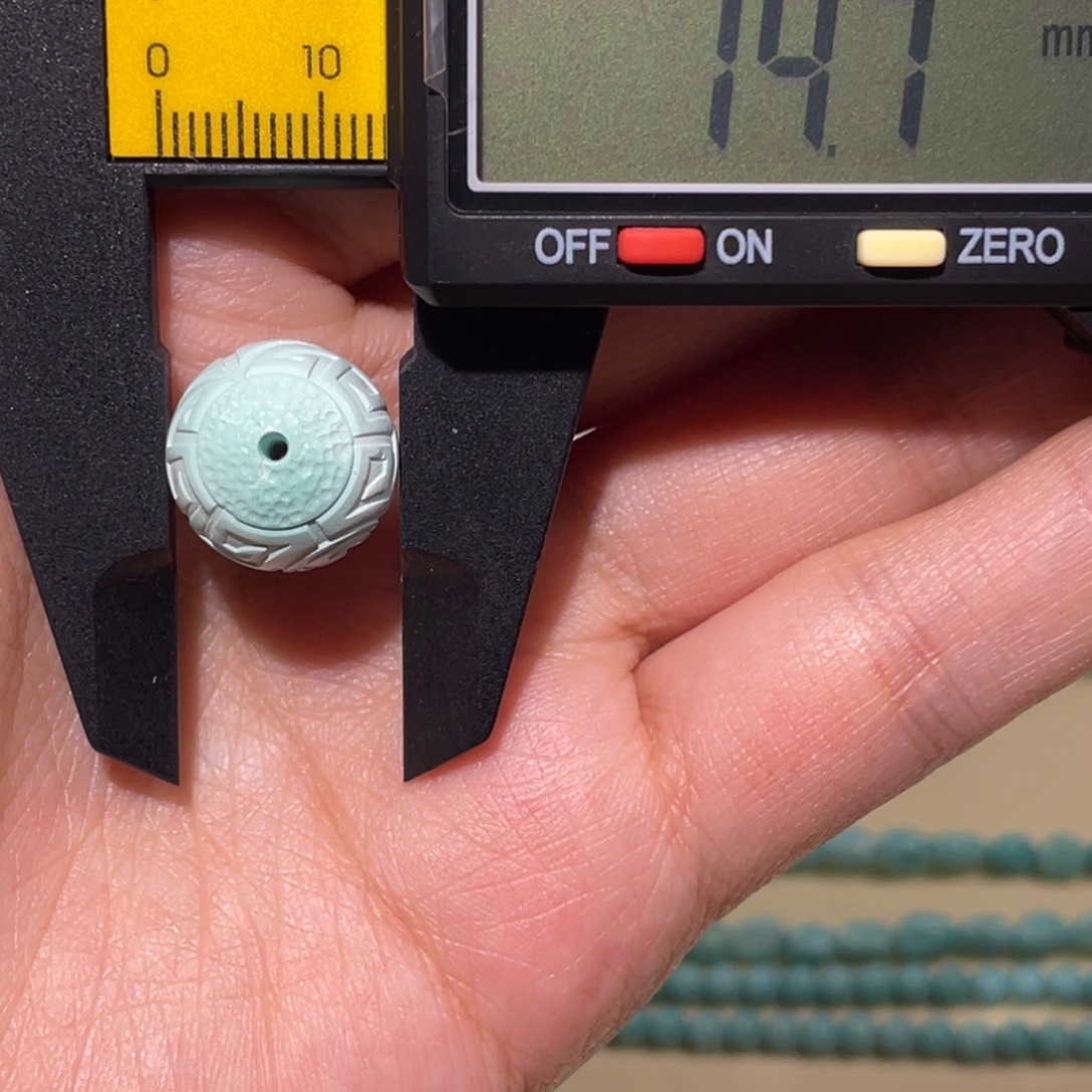 绿松石未镶嵌回纹珠