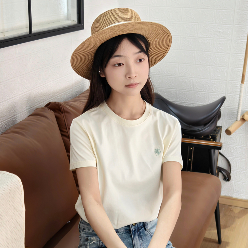 保罗彼得女士短袖圆领T恤简约 百搭纯色宽松 刺绣小马标TBDB42191