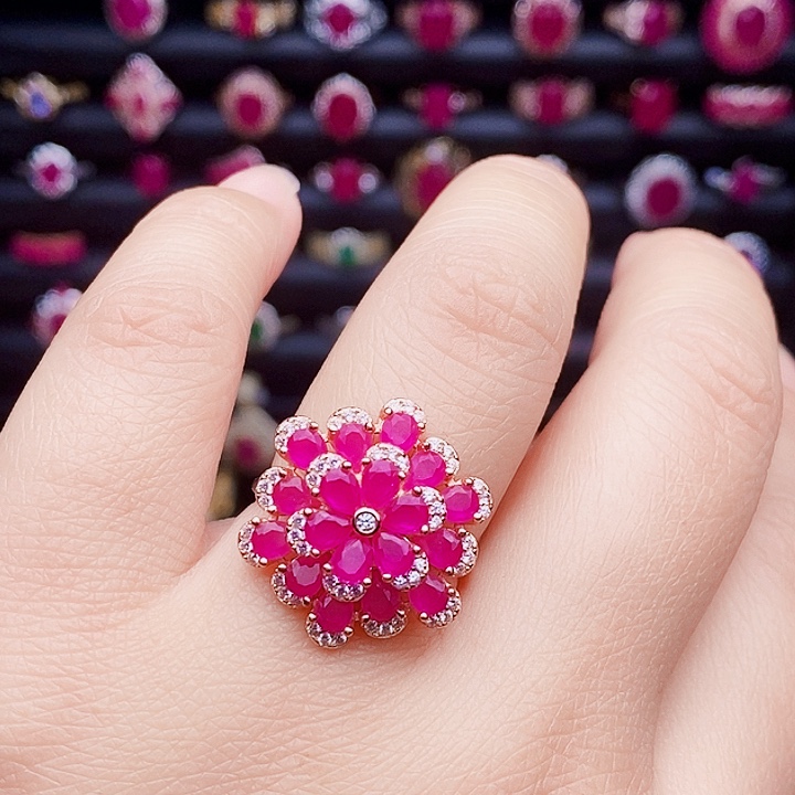 戒指蓝宝石银S925镶嵌