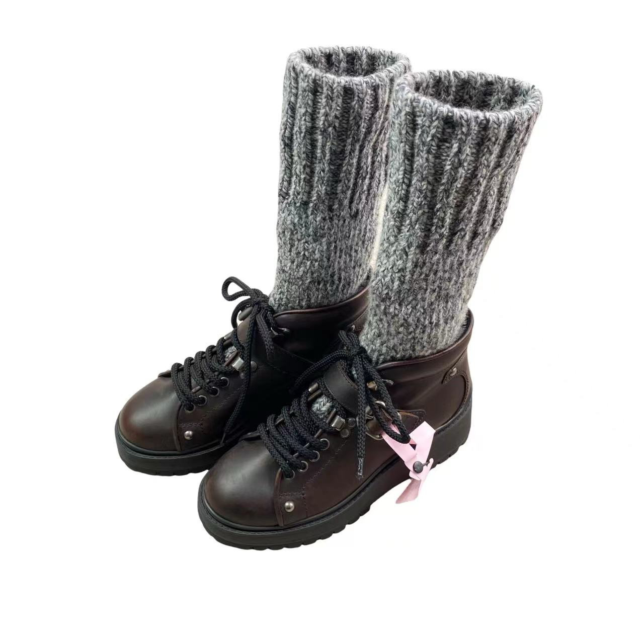 99新 MIU MIU/缪缪  pp318 连袜小皮靴 37码