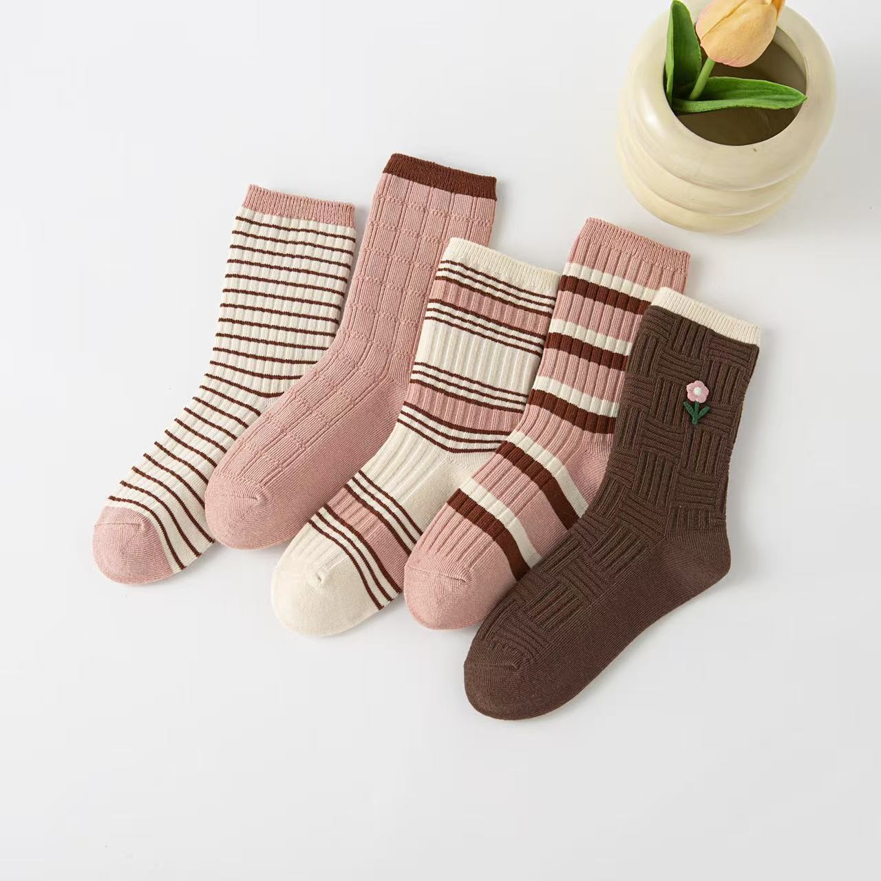 女童杠杠条棉袜9903(10双装)学院风