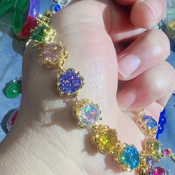 钨金红色蓝色满钻镶嵌