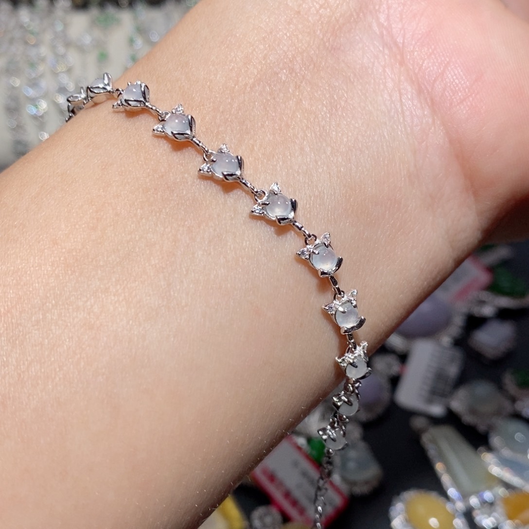 翡翠手链银S925镶嵌jk ko