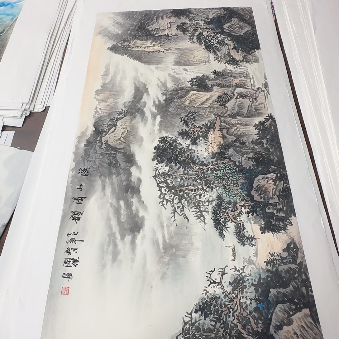 国画100*50纯手绘