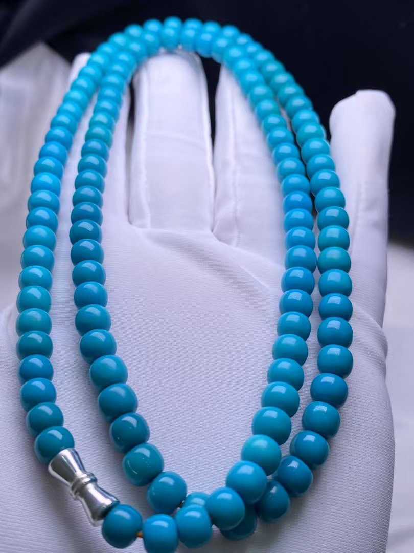 原矿高瓷项链，甄选玉化料质整体干净，尺寸6.4mm，重36.2克（200）