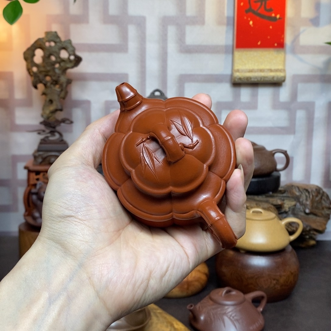 紫砂茶具老料朱泥海棠竹