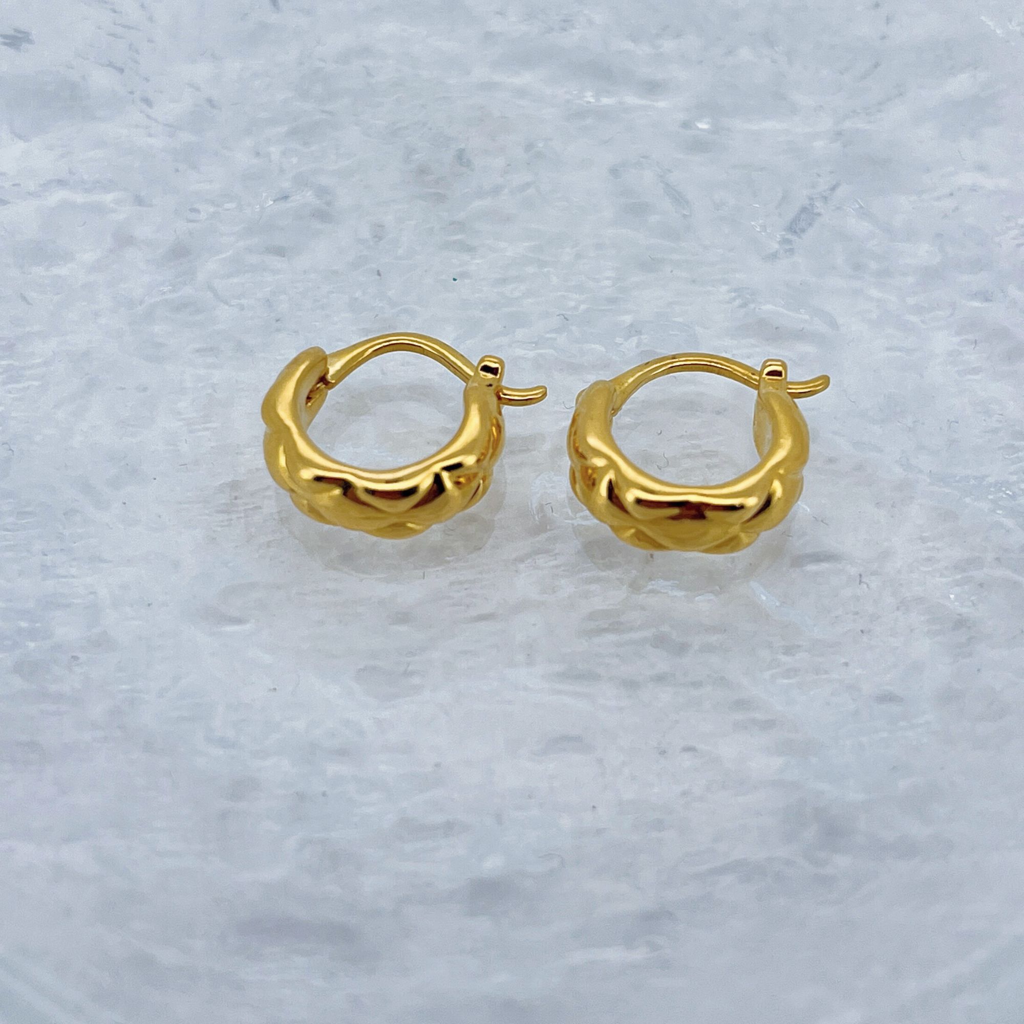 足金999黄金菱格耳扣2.02