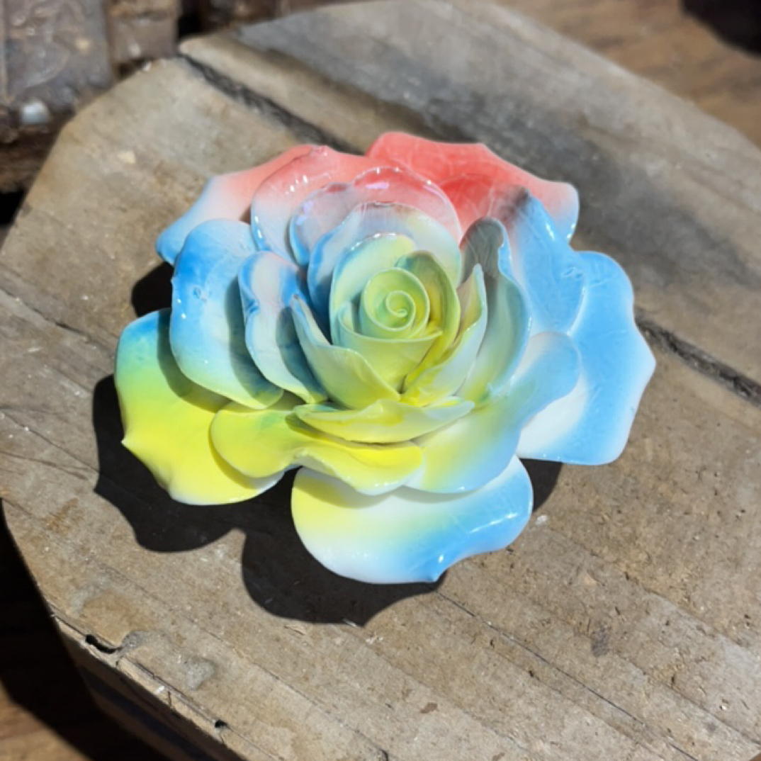陶瓷手捏玫瑰花香插摆件高温烧制花朵精美纯手工中式创意个性