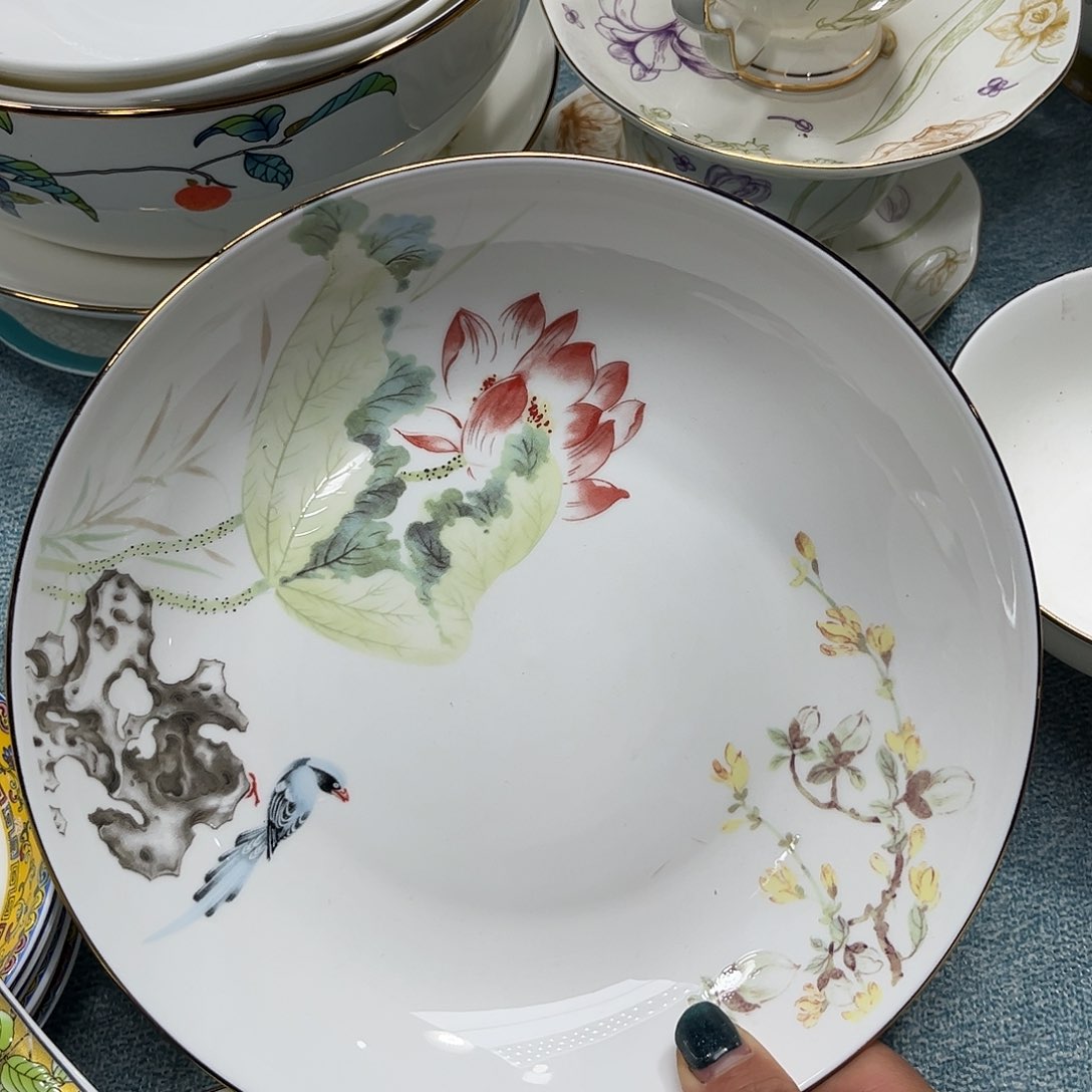 瓷片花神八寸深盘四个