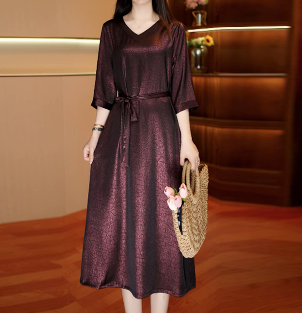 1374-7国风传承连衣裙气质洋气中长款女装显瘦