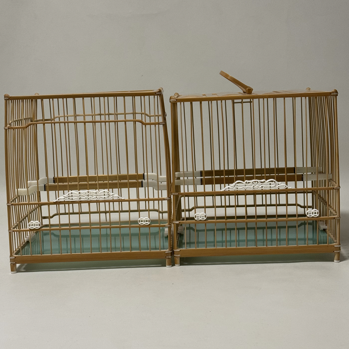 秋意浓普通扎线牛骨门花一板一亮鸟笼 丝距1.1cm 牛骨站杠 南笼