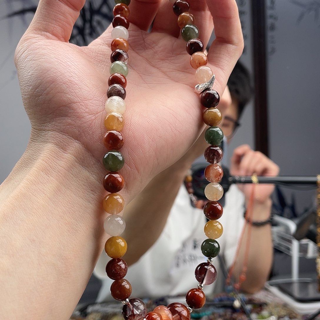 水晶手链未镶嵌兔毛项链加胶花