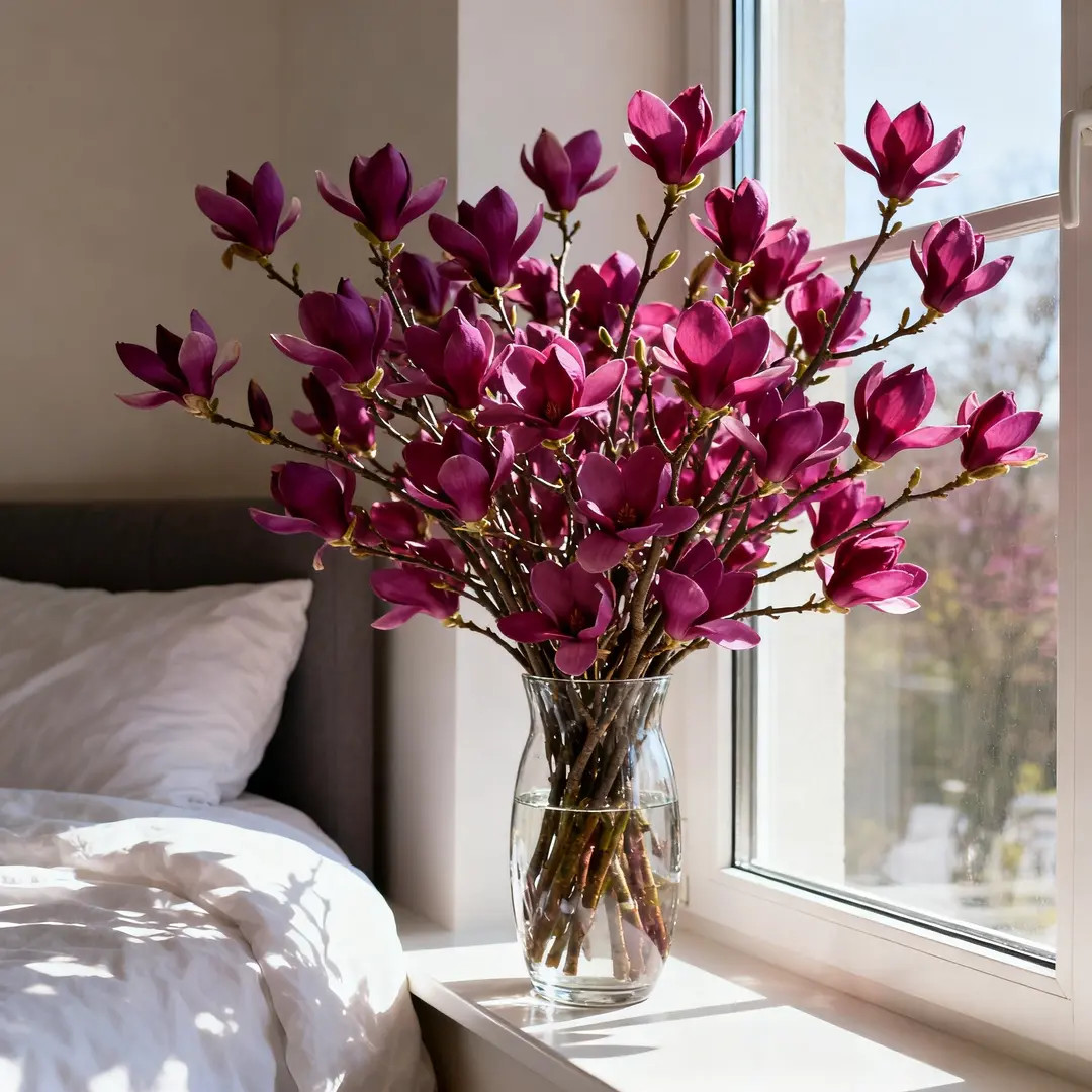 【遇水开花】水培玉兰花鲜切枝带花苞水养鲜花卉室内好养耐寒植物