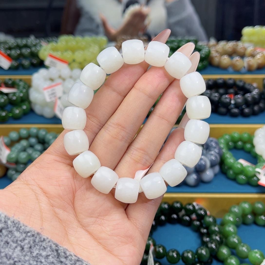 和田玉未镶嵌手链天然和田玉新疆且末天泰料手串12+