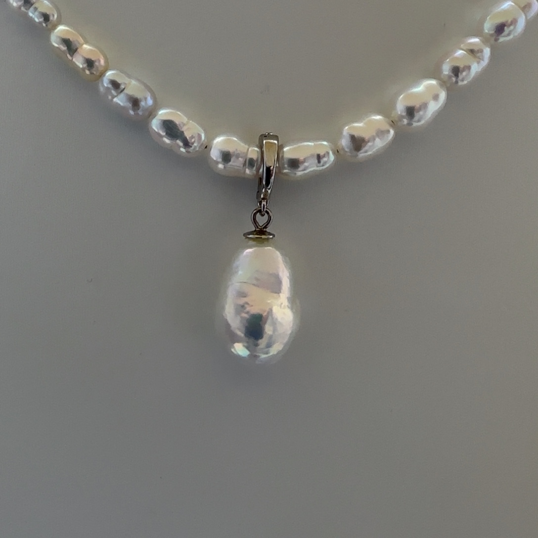 银S925镶嵌吊坠(不含链)淡水珍珠