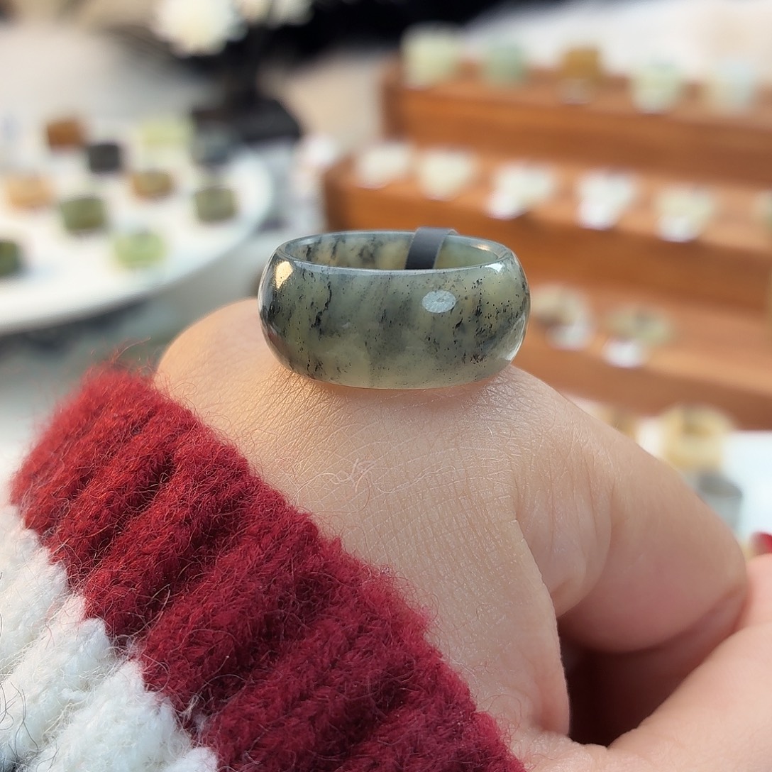 和田玉未镶嵌戒指i9意境青花轮胎17.7mm