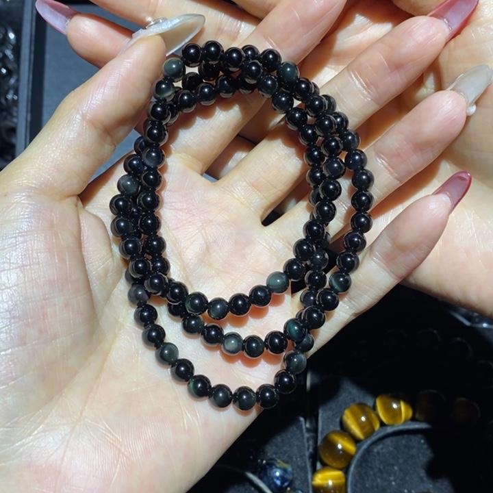 黑曜岩手链未镶嵌杏***?