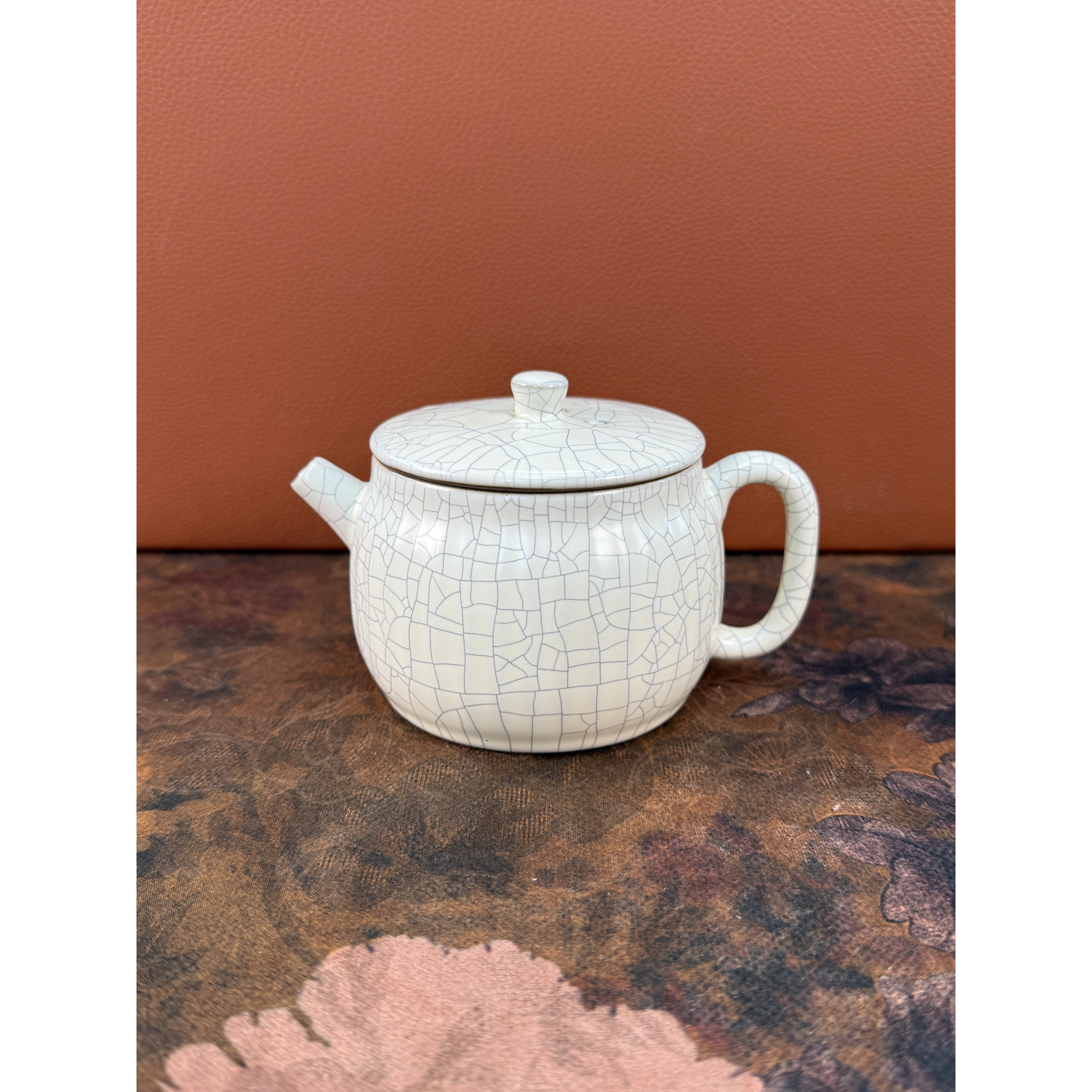 泉德堂米白汝窑功夫茶具陶瓷汉瓦壶（白微瑕）1