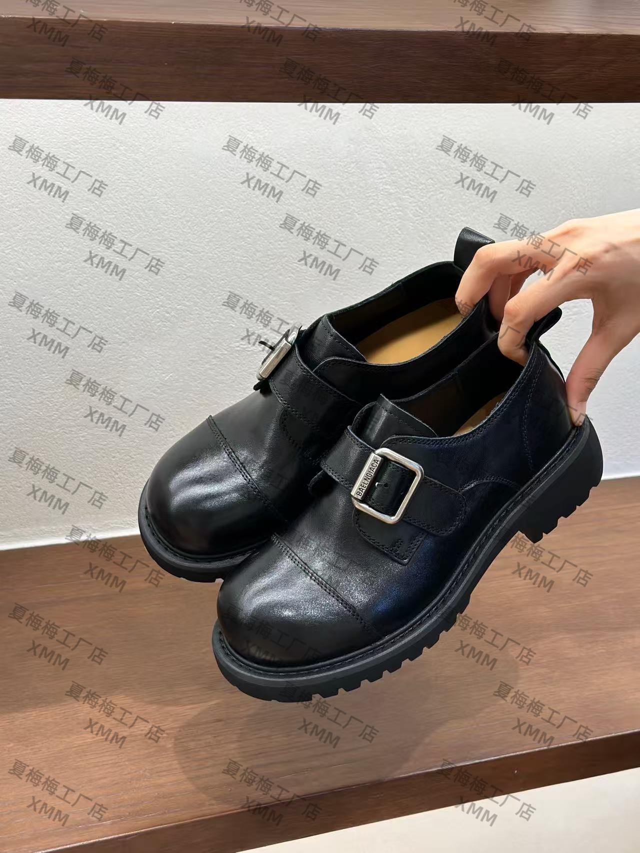 XMM.【金属口牛皮鞋】时尚百搭潮流显瘦洋气圆头英伦风商务-5679-01