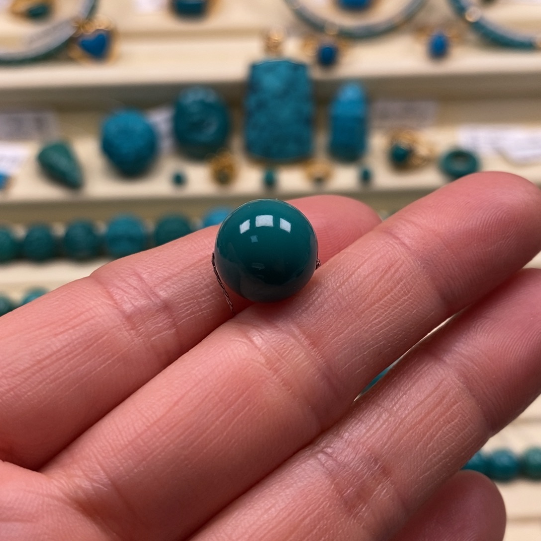 绿松石未镶嵌珠宝奇石直径11.7圆珠