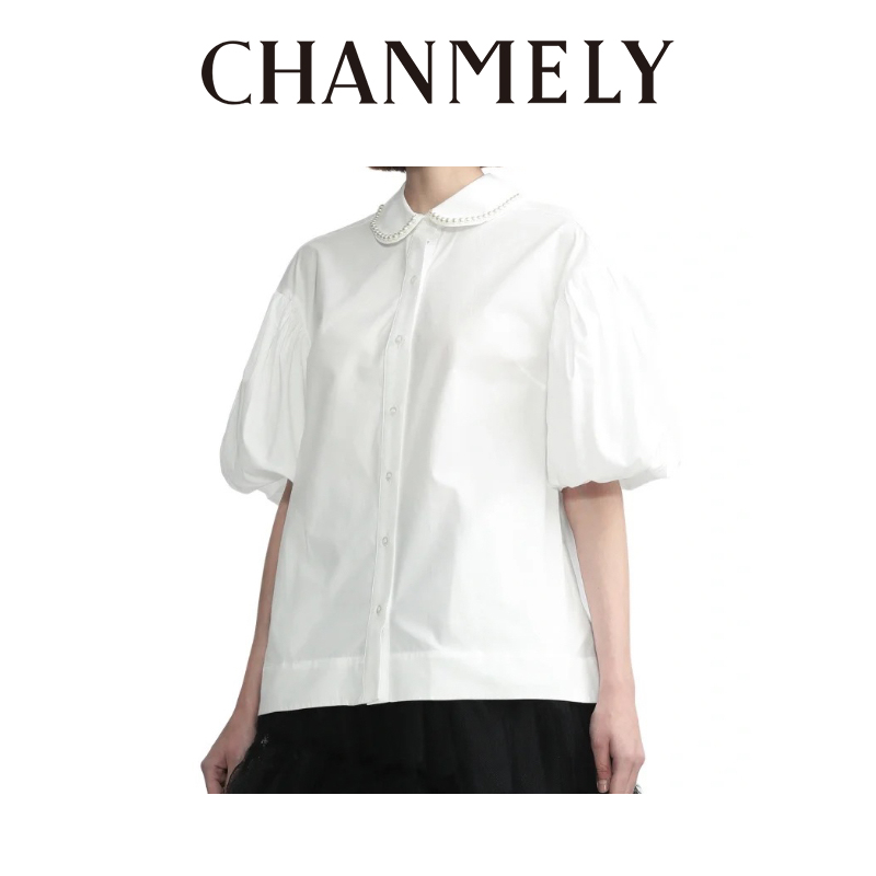 【CHANMITY】"匠心巧思"刺绣显格调娃娃领白衬衫 025224