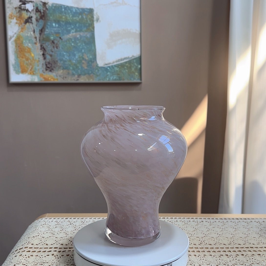 琉璃粉色洒金琉璃花瓶