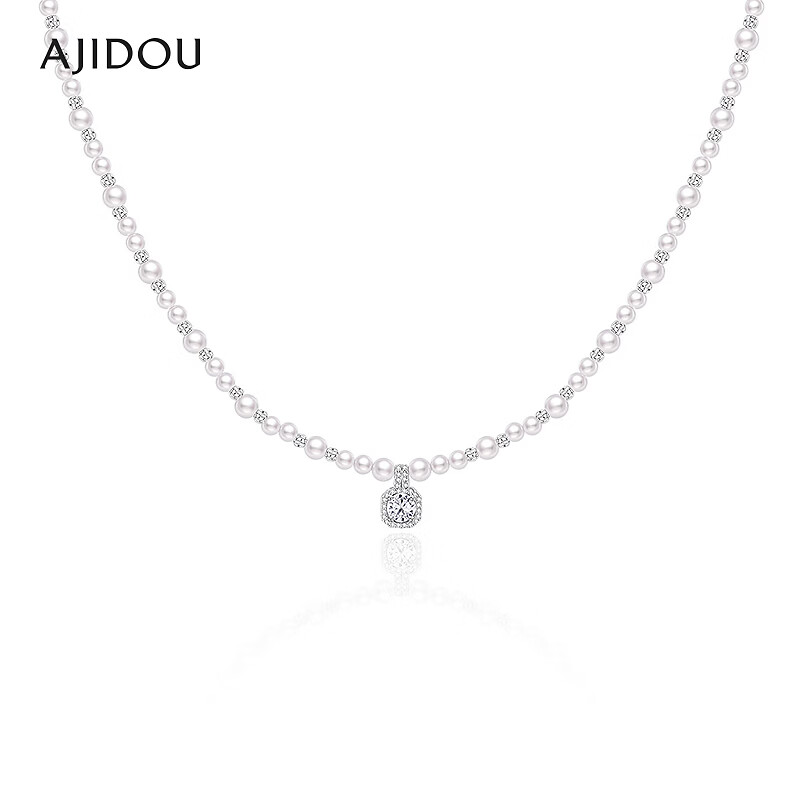 非金属仿珍珠项链 AJIDOU阿吉豆项链女款珍珠方糖短链毛衣链【CB】