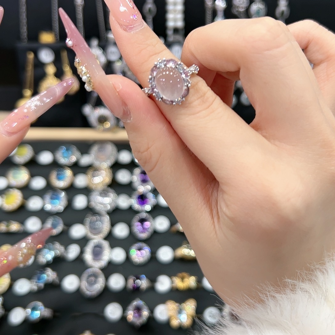 烟晶戒指银S925镶嵌思*、