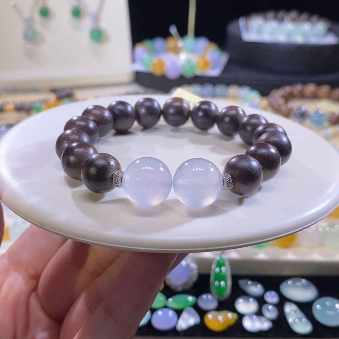 翡翠未镶嵌手串高冰茅台白手串卡12+