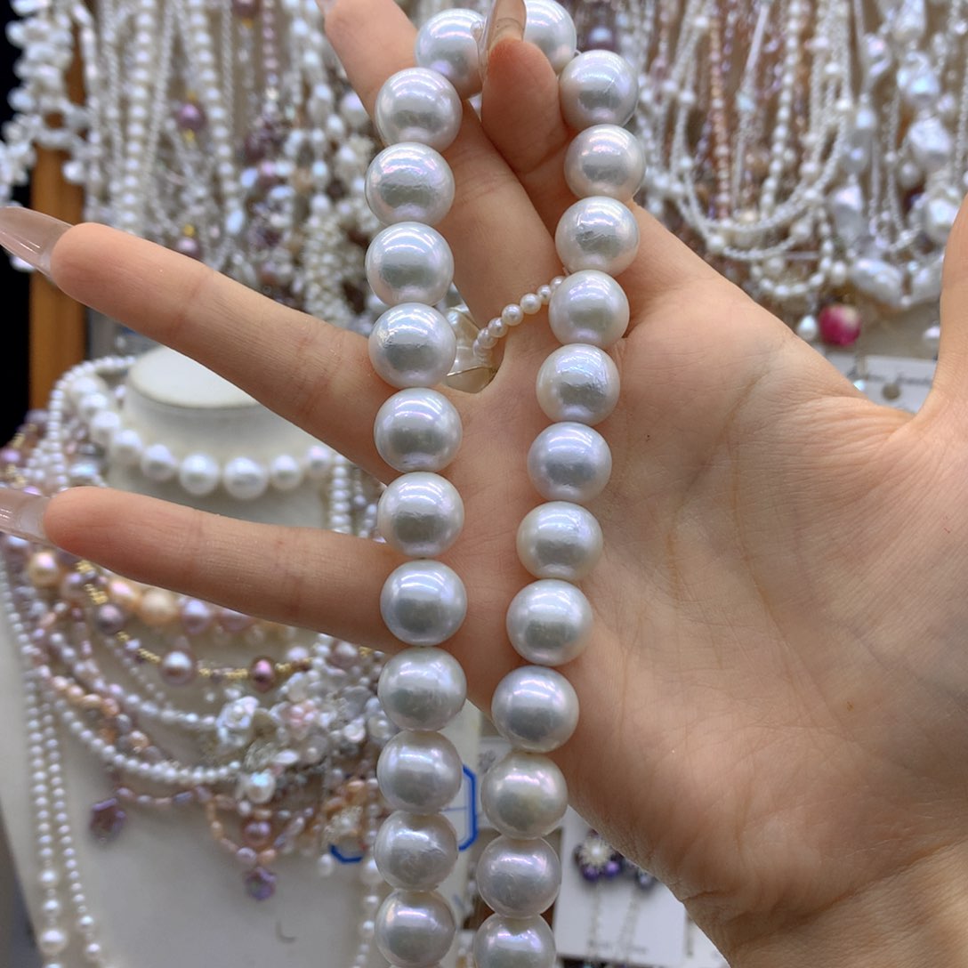 银S925镶嵌淡水珍珠耳饰小*粉