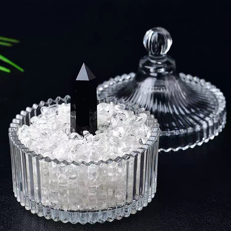消磁石＋消磁碗水晶消磁净化华盒水晶碗玻璃碗白水晶消磁