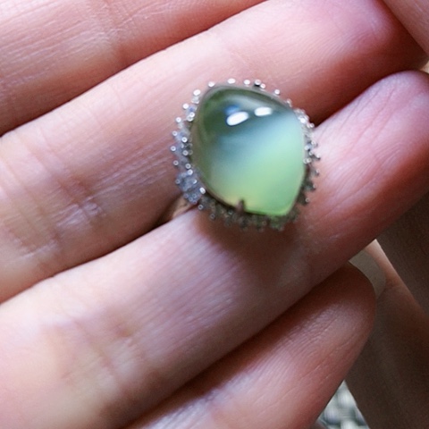 和田玉戒指银S925镶嵌