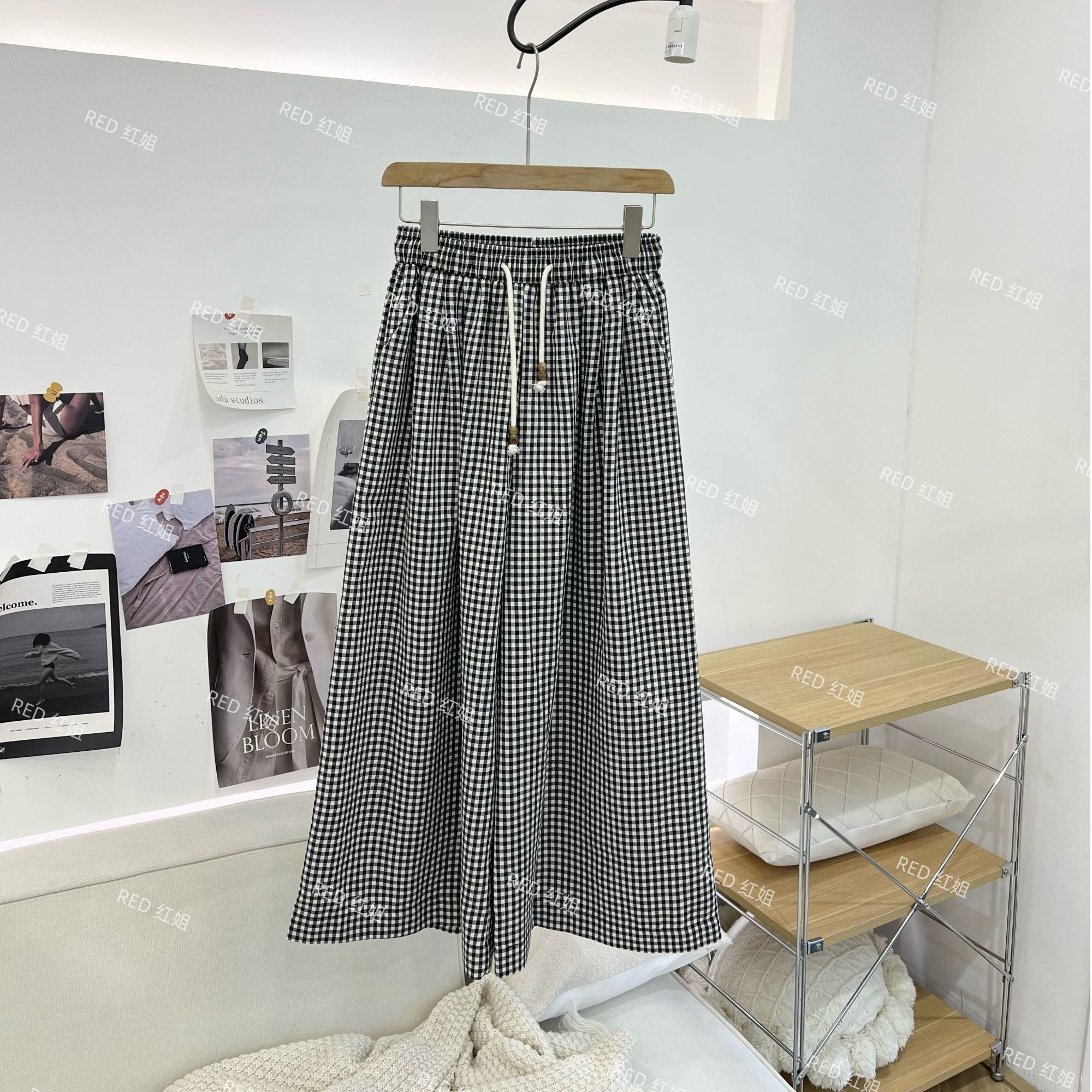 格子裙裤~2025新款休闲经典韩版显瘦百搭女士格子九分长裤1645