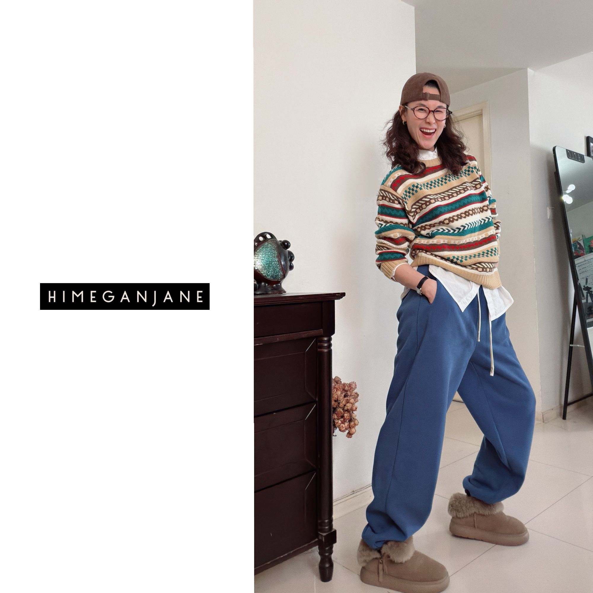 HIMEGANJANE “经典来袭”深冬超暖 加绒束脚男女同款卫裤62343R