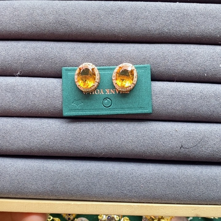 水晶耳饰银S925镶嵌天然水晶耳饰