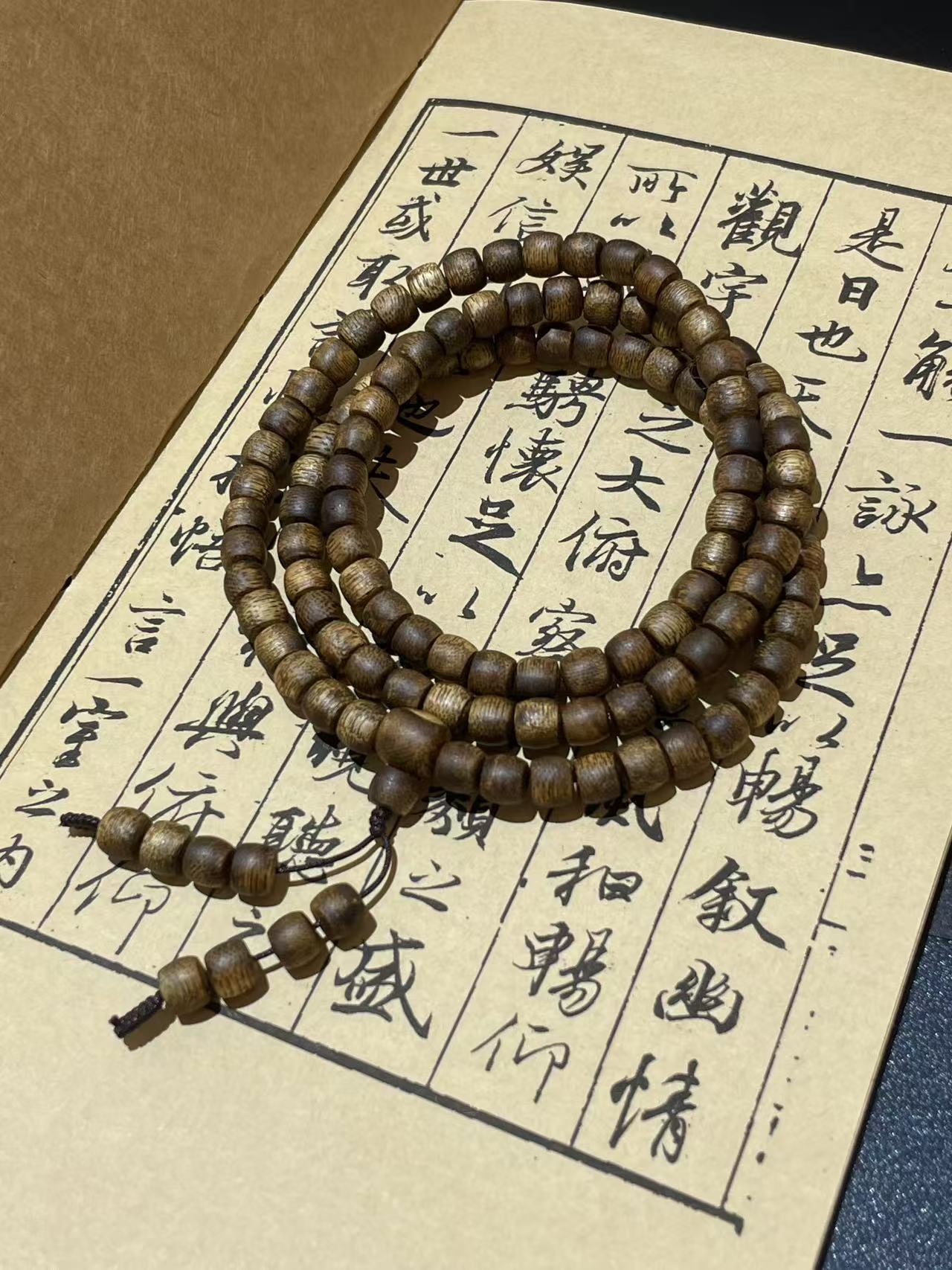 沉香安东严选+绿棋0.7*108鼓珠多圈沉香手串