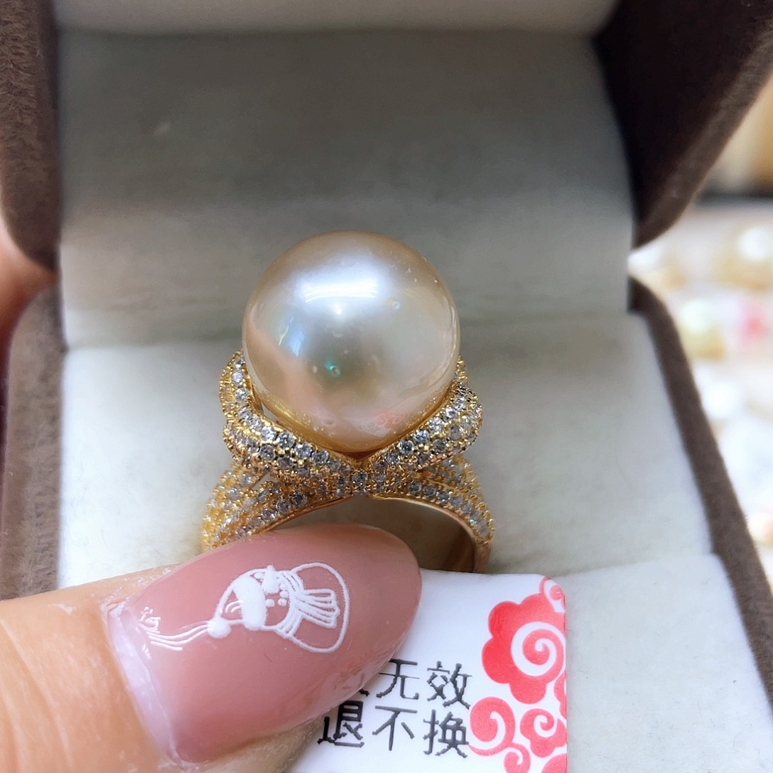 海水珍珠戒指银S925镶嵌