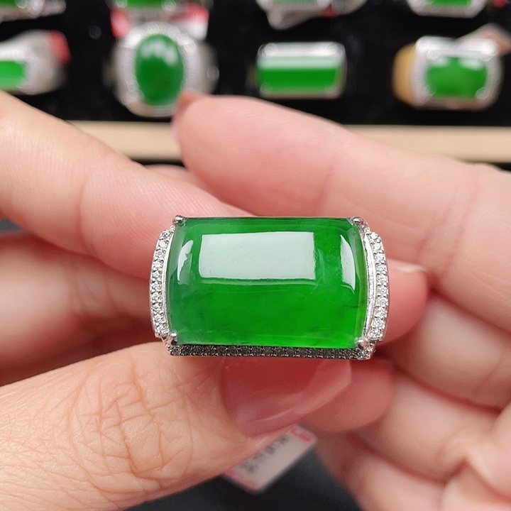 用***4翡翠银S925镶嵌戒指男戒没运费险3785