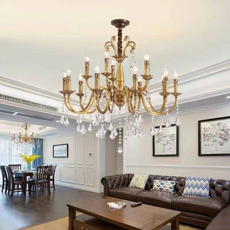 【奢斐璨晶】美式法式轻奢全铜水晶吊灯客厅灯餐厅灯卧室书房灯具