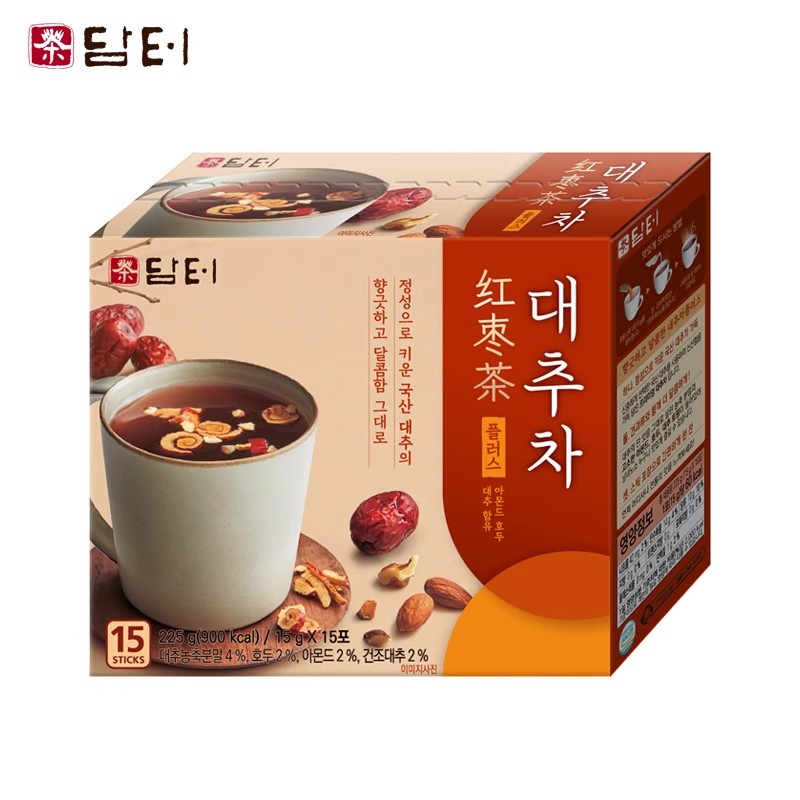 丹特牌核桃扁桃仁红枣茶加强装冲饮韩国进口225g（15g*15包）