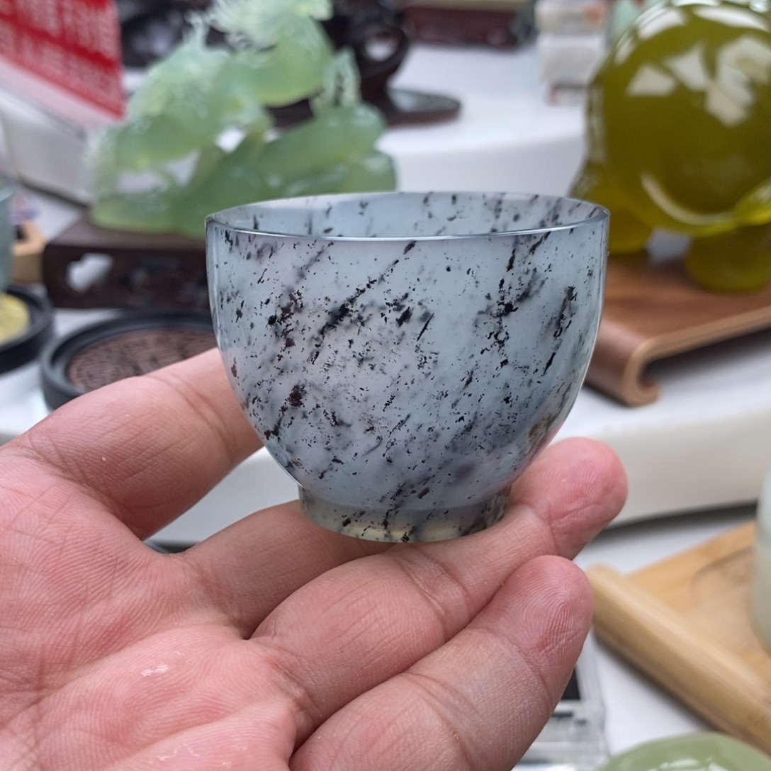 岫玉未镶嵌四大名玉杯60cc